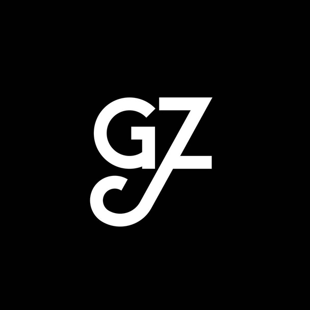 Design de logotipo de letra GZ no fundo preto. GZ iniciais criativas conceito logotipo carta. design de letra gz. GZ letra branca design em fundo preto. G Z, g z logo - Vetor, Imagem