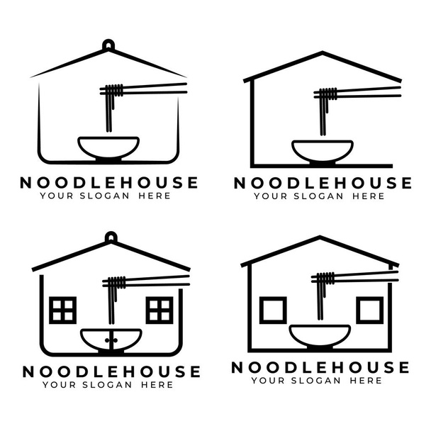 Conception d'illustration vectorielle de logo de nouilles, logo d'option de maison de nouilles - Vecteur, image