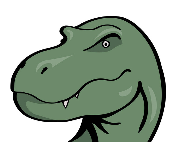 Голова ужасного тираннозавра с хищными глазами и челюстью. Доисторическое животное. Векторно-изолированная иллюстрация. - Вектор,изображение