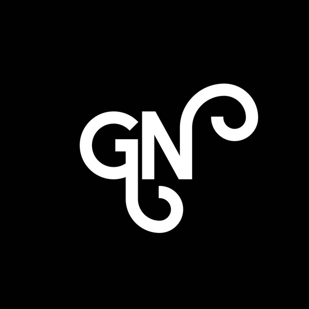 GN letter logo design on black background. GN creative initials letter logo concept. gn letter design. GN white letter design on black background. G N, g n logo - Vector, Image