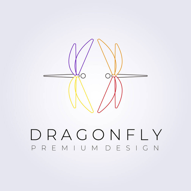 línea colorida arte libélula logo vector ilustración diseño - Vector, Imagen