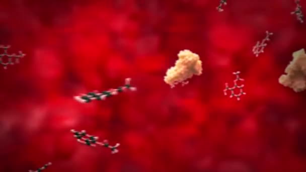 Animatie van Glucose Moleculen in een Bloodstream. - Video