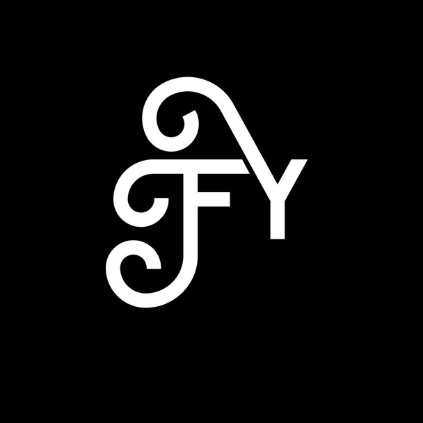 Siyah arka planda FY harf logosu tasarımı. FY yaratıcı harfler logosu konsepti. Harf tasarımı. Siyah arkaplanda FY beyaz harf tasarımı. F Y, benim logom - Vektör, Görsel