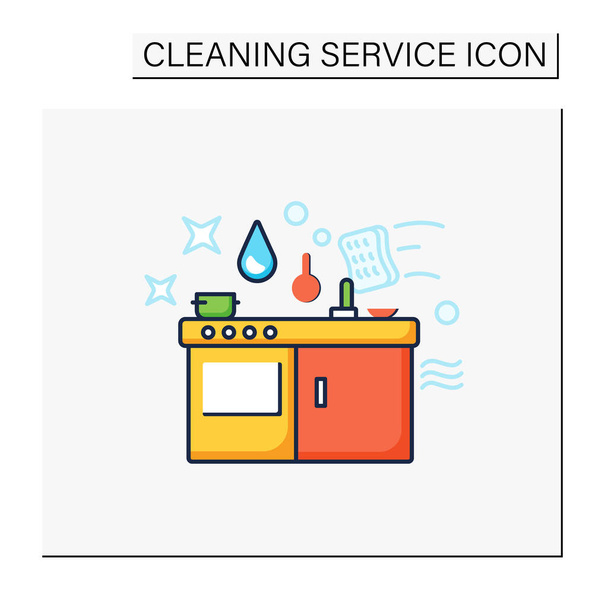 Kitchen cleaning color icon - Vector, Image
