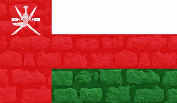 Bandiera Oman con grunge sventolante. Sfondo vettoriale. - Vettoriali, immagini