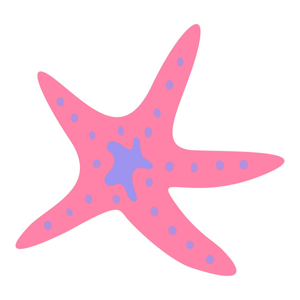 Ilustração vetorial de uma estrela-do-mar. Mão bonito desenhar uma estrela-do-mar em estilo plano. Ilustração náutica - Vetor, Imagem