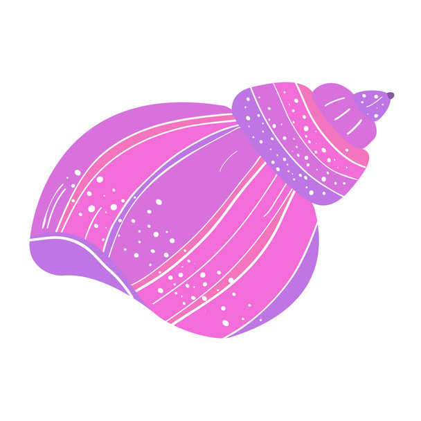 Cute cartoon vector illustration of a sea shell. Hand drawing of a pink shell. Marine design element - Vector, imagen