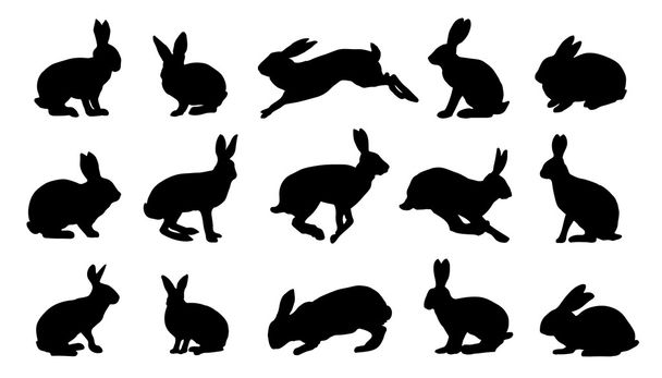 tavşan silhouettes - Vektör, Görsel