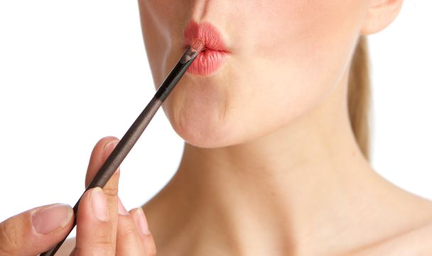 Make up application on lips - Photo, Image