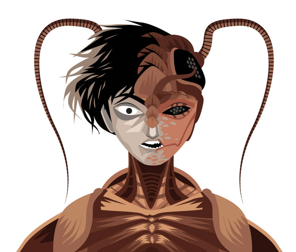 метаморфозы человека-монстра таракана-насекомого - Вектор,изображение