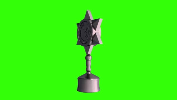 Zwycięzca brązowy puchar trofeum na zielonym ekranie tle 4k materiał - Materiał filmowy, wideo