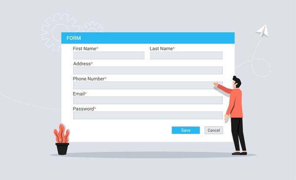 Registration form concept with man character vector illustration. - Vector, Image