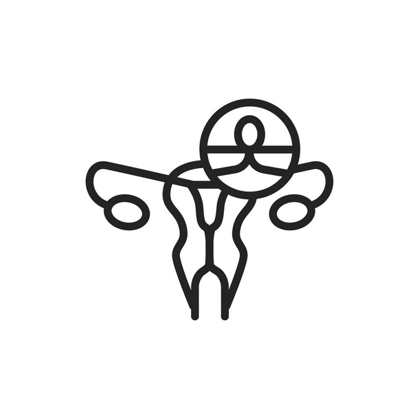 Női sterilizációs színes vonal ikon. Vázlatos piktogram honlaphoz. - Vektor, kép