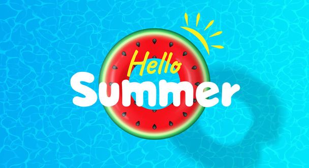 olá anel inflável da natação da melancia do verão na ilustração do vetor da piscina - Vetor, Imagem