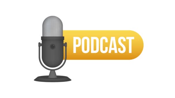 Podcastアイコン、色の背景に隔離されたフラットな等角線スタイルのシンボル。モーショングラフィックス. - 映像、動画