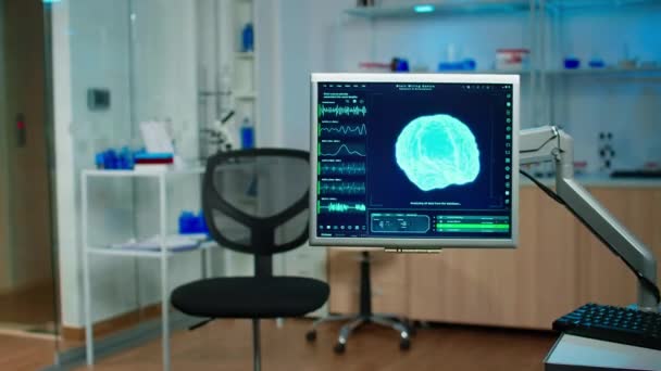Laboratorio médico sin nadie preparado para investigar las funciones cerebrales - Metraje, vídeo