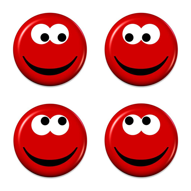 Vier rode emoticons in een goed humeur - Foto, afbeelding