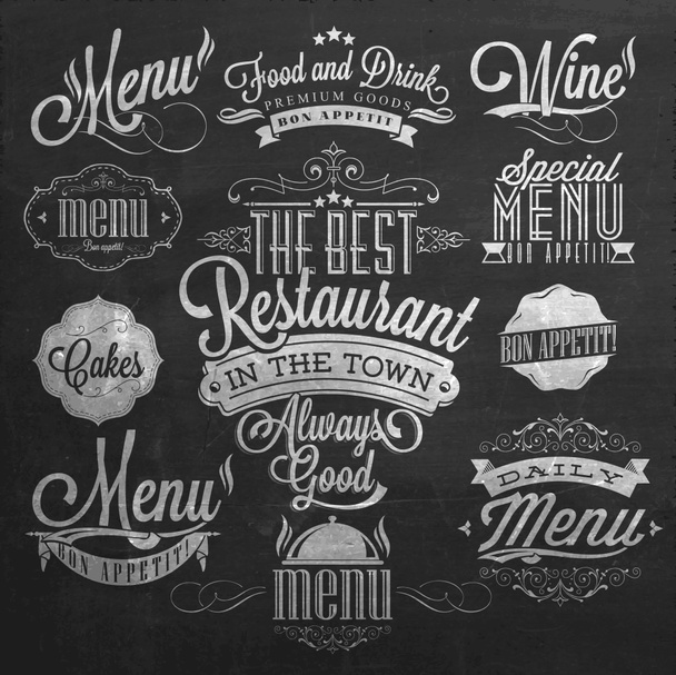 Illustration de l'élément typographique vintage pour menu sur tableau
 - Photo, image