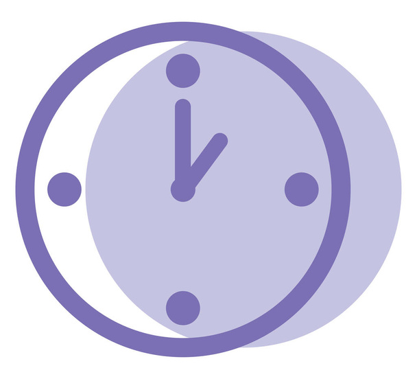 Horloge ronde violette, illustration, vecteur sur fond blanc. - Vecteur, image