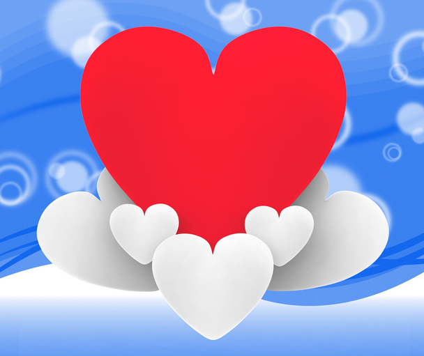 hart op hart wolken toont romantische fantasie en dromen - Foto, afbeelding