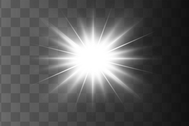 Resplandor aislado efecto de luz blanca, destello de lente - Vector, imagen