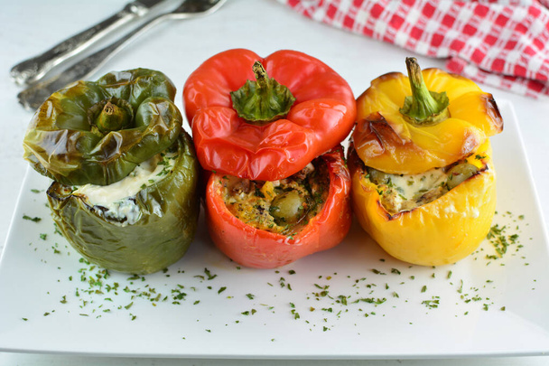 Stuffed Bell Peppers on background, close up - Photo, Image