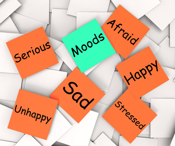 Moods Post-It Note Means Emotions And Feelings - Photo, Image