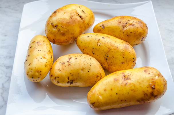 Potato on white plate - Photo, Image