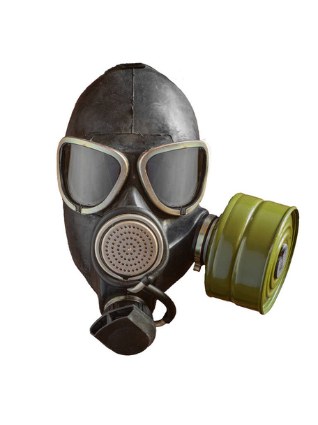 Antigua máscara de gas soviética aislada sobre fondo blanco. - Foto, imagen
