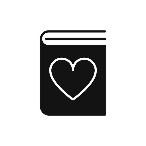 Libro negro minimalista del vector con el logotipo del corazón - Vector, Imagen