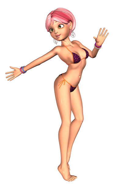 3D-s lány a bikini-lila - Fotó, kép