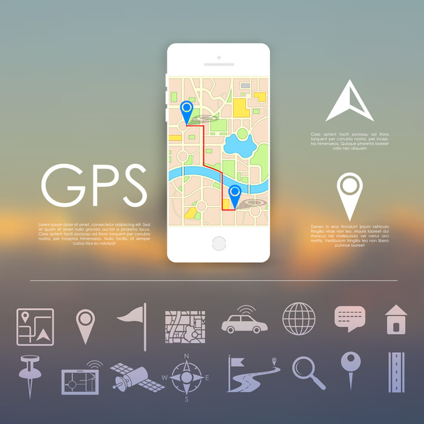 Concepto de navegación GPS
 - Vector, Imagen