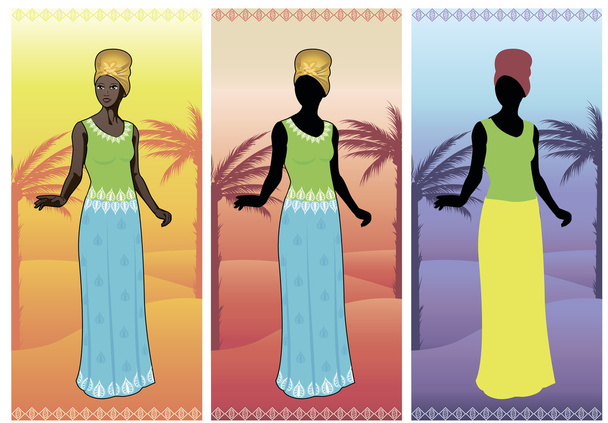 Donna africana in autentico abito etnico
 - Vettoriali, immagini