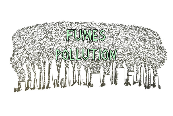 Bad Ecology concept about FUMES POLLUTION with sign on the piece of paper - Photo, Image