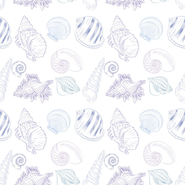 Seashells textura sem costura
 - Vetor, Imagem