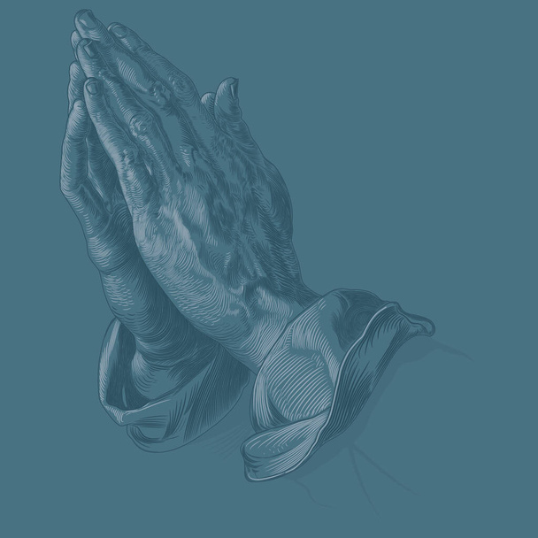 Vector design inspired by the study of the hands of an apostle, praying hands, religious hands - Albrecht Durer 1508 - Vector, Image