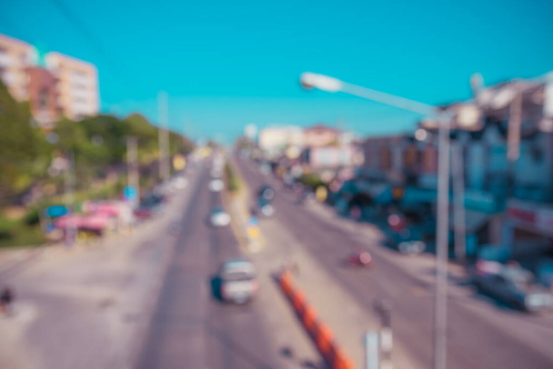 Pohled z vysokoúhlého rozmazání obrazu dálnice na denní čas s bokeh pro použití na pozadí. (retro tón) - Fotografie, Obrázek