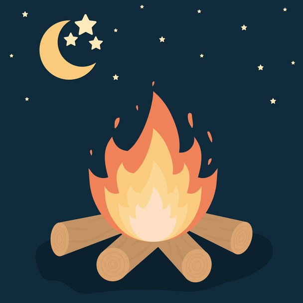 bonfire and skyknight - Vector, Image