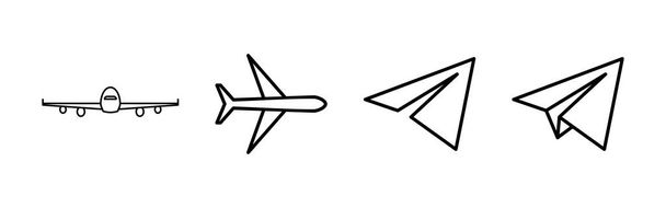 Düzlem simgesi vektörü. Uçak ikonu vektörü. Uçuş taşıma sembolü. Seyahat illüstrasyonu. Tatil sembolü - Vektör, Görsel