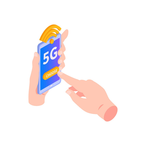 Smartphone 5G Σύνδεση Σύνθεση - Διάνυσμα, εικόνα