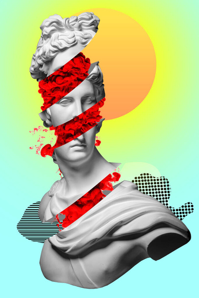 Modern conceptual art collage with ancient statue. Contemporary art. - Photo, Image
