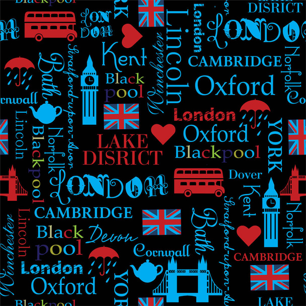London seamless pattern . Abstract pattern for girls, wrapping paper, wallpaper, textile, fashion clothes. London repeated background. - Vector, Image