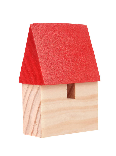              Casa de juguete de madera aislada sobre fondo blanco               - Foto, Imagen