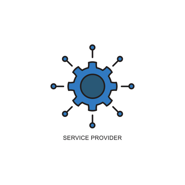 Icono del proveedor de servicios, color, línea, signo de vector de contorno, pictograma de estilo lineal aislado en blanco. Símbolo, ilustración del logotipo - Vector, imagen