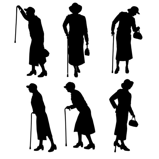 Vector silhouette of old people. - Vector, Image