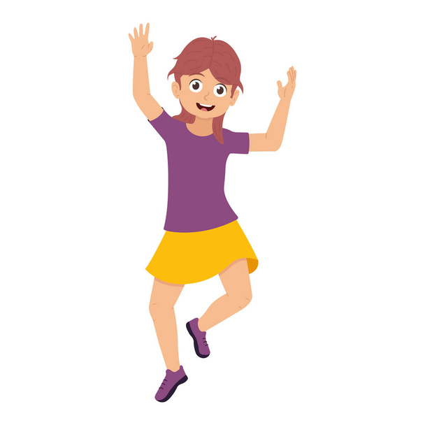 Щаслива дівчина стрибає Векторні ілюстрації ізольовані на білому тлі
 - Вектор, зображення