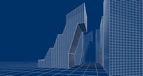 city abstract architecture 3d illustration background - Photo, Image