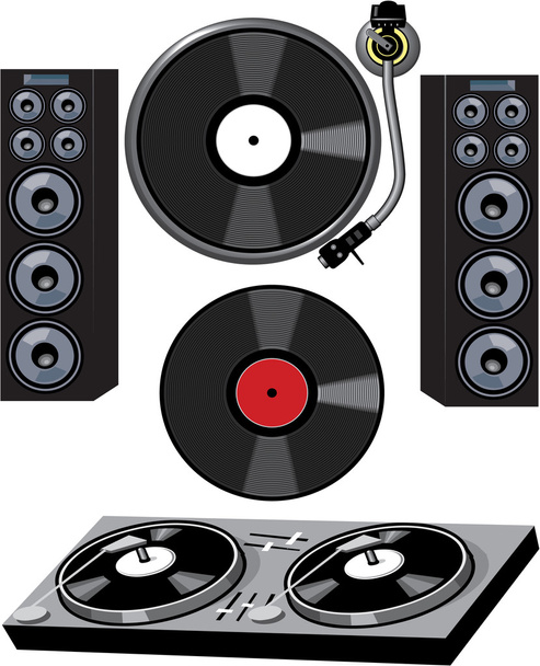Turntable and Speakers - Vector, Image