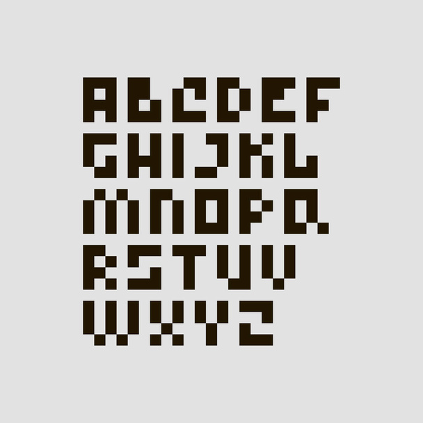 blanco y negro pixel plano simple ilustración del alfabeto de todas las letras del idioma inglés - Vector, imagen
