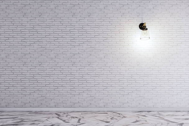The wall lamp on the white brick wall. working space - Φωτογραφία, εικόνα